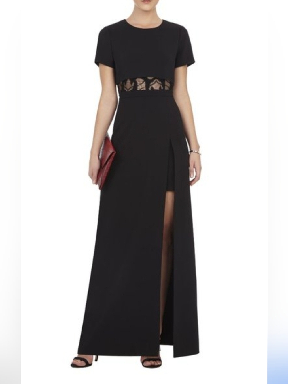 BCBGMaxAzria Haylee T-Shirt Overlay Gown. Front Slit Size 6